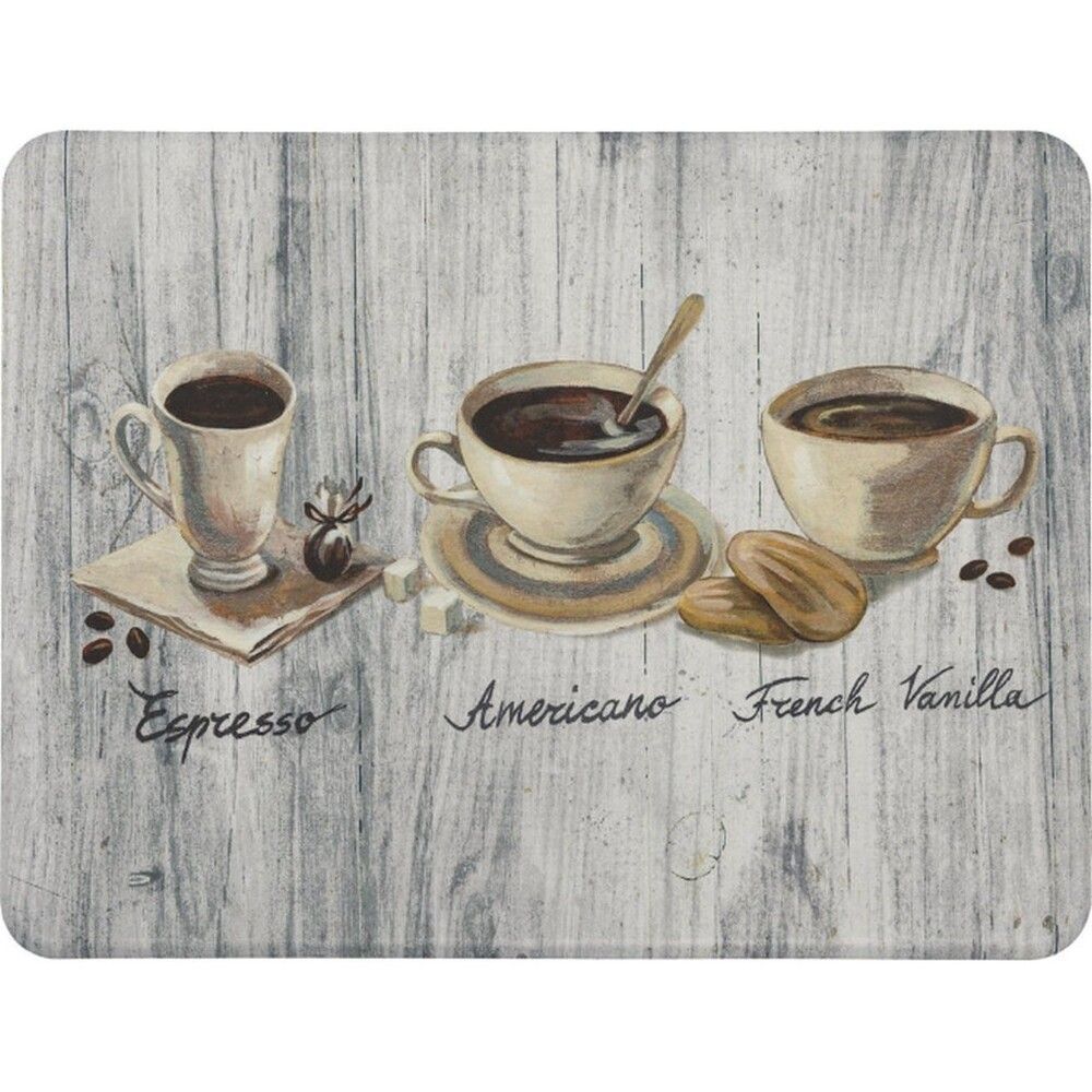 Anti-Fatigue Kitchen Floor Mat (18"x24")(Not PVC Front) 3 COFFEE CUPS ON WOOD,MH